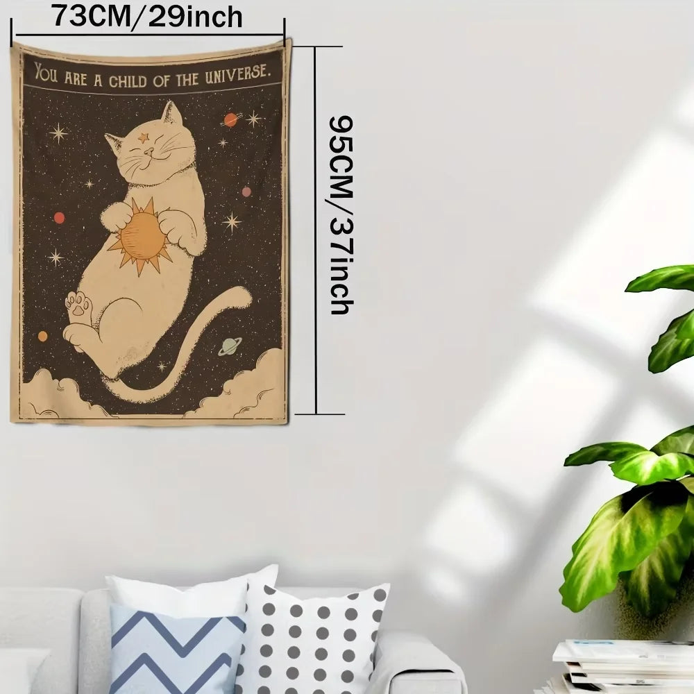 Tarot Cat Tapestry Wall Hanging Home Decoration Hanging Cloth Cat Love Bedroom Background Cloth Hang Paint Tablecloth Tapestry