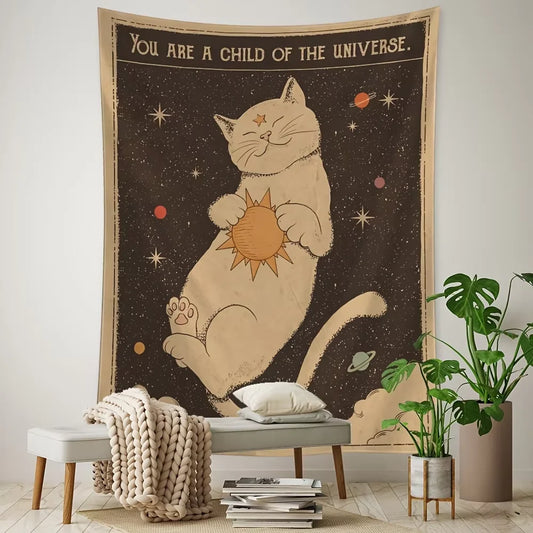 Tarot Cat Tapestry Wall Hanging Home Decoration Hanging Cloth Cat Love Bedroom Background Cloth Hang Paint Tablecloth Tapestry