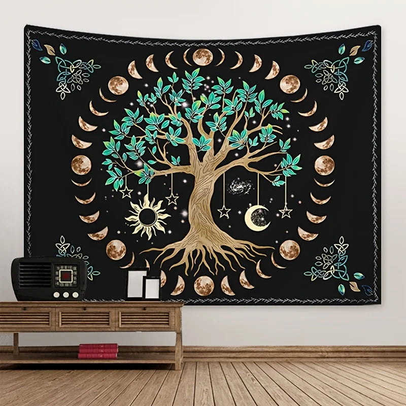 1Pcs 75x58cm Cosmic Life Tree Tapestry Dreamy Big Tree Wall Blanket Home Decor Origin Tree Background Wall Hanging Cloth for Be