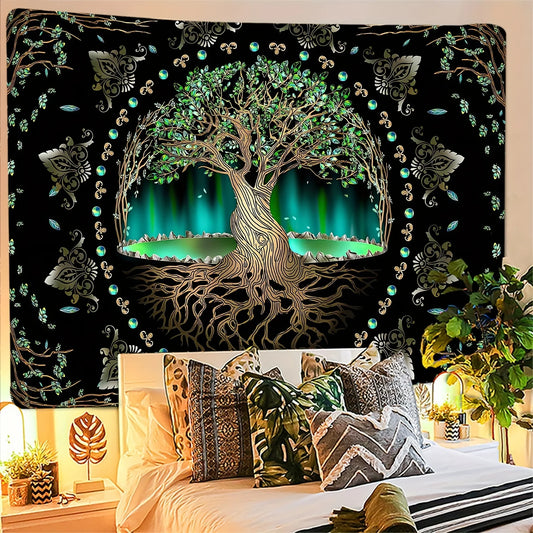 1Pcs 75x58cm Cosmic Life Tree Tapestry Dreamy Big Tree Wall Blanket Home Decor Origin Tree Background Wall Hanging Cloth for Be